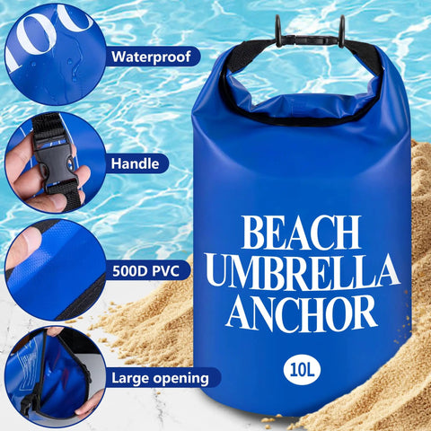 Two Pack Beach Umbrella Sand Weight Bags 10L 25LB Fillable Anchor Bags For Outdoor Wind Resistant Shade Setup Heavy Duty 500D PVC