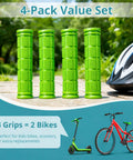 4 Pack Rubber Bike Handlebar Grips Replacement Non Slip Grips For Kids Bikes Scooters BMX Mountain And Cruiser Bikes Green