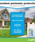 Demand CS Insecticide Concentrate Water Based Indoor And Outdoor Pest Control For Spiders Ants Flies Wasps Fleas Ticks And Bed Bugs 8 Oz Bottle Makes 8 To 40 Gallons, with house background.