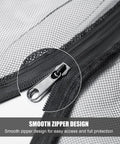 Close-up of the zipper on the 9-11 Ft Outdoor Umbrella Mosquito Net, Universal Hanging Patio Screen With Zipper, Polyester Mesh.