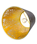 Double Pack Clip On Lampshades For Candelabra Bulbs, Barrel Metal Lampshade With Tree Pattern In Black And Gold, Fits B10