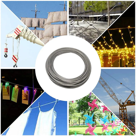 120 Ft One Eighth Inch T316 Stainless Steel Aircraft Wire Rope Cable For DIY Railing And Decking, seven by seven spool