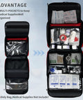 Compact First Aid Organizer Bag With Multiple Compartments For Travel Camping Hiking Car Home Use Red Emergency Medical Kit With Quick Access Transparent Pockets And Easy Grab Handle
