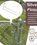 Wire Arm Throw Over Gate Latch For Chain Link Fences, Durable Residential Gate Hardware, Fits 1 And 1 Eighth Inch Or 1 And 3 Eighth Inch Tube Frames, Silver Finish, 13.5 Inches Long, Easy Install, Versatile Gate Accessory installed on chain link fence