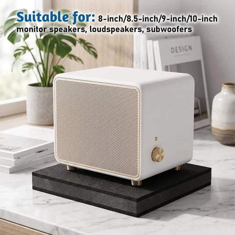 Studio monitor on isolation pad, 2 Pack 8 To 10 Inch Studio Monitor Isolation Pads And Subwoofer Stand With Three Layer Acoustic Foam