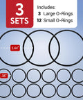 15 Piece O Ring Variety Pack For Water Filters Compatible With Aquasana Claryum AQ Under Sink Systems Black Silicone O Rings