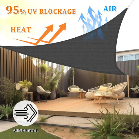 Triangle Shade Sail 14 Foot By 14 Foot By 14 Foot Dark Grey Outdoor Canopy Breathable UV Blocking Shade for Backyard Patio