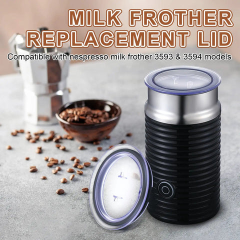 Milk Frother Lid Replacement For Nespresso Aeroccino 3 3R, Compatible With 3593 3594 Parts, lid shown on countertop
