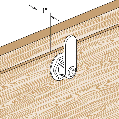 Keyed Alike Drawer And Cabinet Lock Set For File Cabinets Stainless Steel Diecast 1 3/8 Inch Length Installed View
