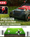 15-Inch 2-In-1 Electric Dethatcher And Scarifier With Removable 5-Position Height, Red Lawn Dethatcher on grass