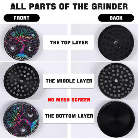 All parts of the Magnetic Manual Pepper Grinder With Diamond Sharp Teeth, No Screen Design For Easy Cleaning, shown front and back.