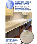 Temporary Floor Protection For Construction 39.5 Inch By 100 Foot Self Adhesive No Tape Required Easy To Install Reusable Floor Covering Paint Proof DIY Projects 329 Square Feet Of Coverage on countertop with grip technology magnified.