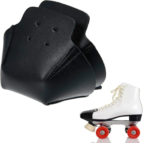 Two Pack Black Artificial Leather Toe Guards For Quad Roller Skates Dope Toe Protectors For Shoes Scuff Shield Easy Slip
