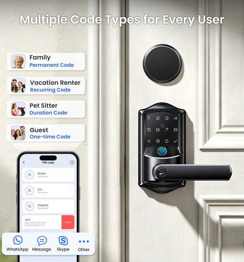Slick WiFi Smart Lever Lock With Nonkeyed Deadbolt Matte Black For Front Door Security Zero Hassle Keyless Entry with code options.