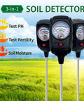 3 In 1 Soil Tester Kit For Moisture Fertility And PH Readouts No Guesswork Ideal For Garden Lawn Indoor And Outdoor Plants