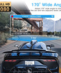 4 Channel Dash Cam With 360 Degree View For Cars, 2K Front Rear Inside Left And Right Cameras displaying 170-degree wide angle