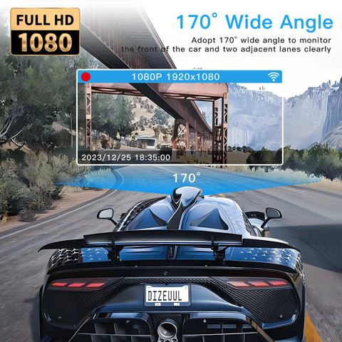 4 Channel Dash Cam With 360 Degree View For Cars, 2K Front Rear Inside Left And Right Cameras displaying 170-degree wide angle