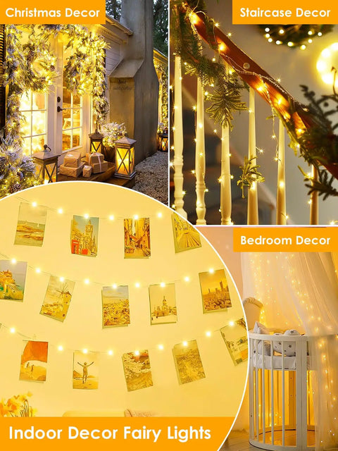 66Ft 200 LED Fairy Lights Plug In Warm White IP44 Waterproof Indoor Outdoor With Timer And 8 Modes for bedroom garden decor