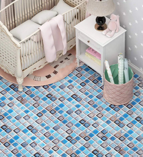 DIY Friendly Peel And Stick Blue Tile Vinyl Wallpaper For Bathroom And Kitchen Backsplash Waterproof And Removable Self Adhesive Wall Covering No Mess Install 15.8 By 394 Inches