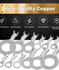 Six Size Copper Ring Crimp Terminals Kit 240 Pcs Non Insulated O Type Open Barrel Wire Lugs Assorted Sizes M3.2 to M10.5
