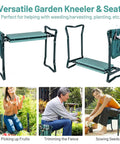 2-In-1 Garden Kneeler And Seat With EVA Foam Kneeling Pad And Removable Tool Pouch, sturdy steel frame, foldable design