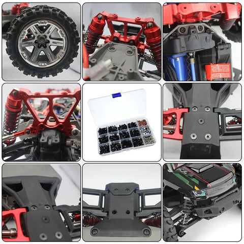 Rugged All In One RC Screw Kit with 15 Size Screws And Hardware Fasteners For Eighth To Sixteenth Scale Crawlers And Trucks