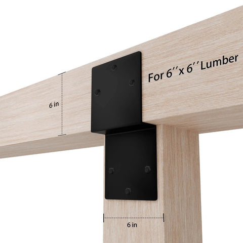 Beefy Z Shape Deck Brackets 4 Pack Heavy Duty Steel 5x5 Inch Joist Tie Plates Double Angle Connectors for Pergolas Carports Garden Arbors and Wood Shelves Beam Support 3 mm Thick Black Finish
