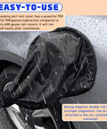 Slick EV Charger Plug Port Cover With Heavy Duty Waterproof Seal All Weather Protection Against Rain Sun And Snow Shields Your Tesla And Sweet Electric Rides From Dust Debris Silver, black charging port cover with strong magnet, waterproof, rain protection.