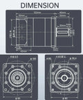 Technical drawing of Nema34 Stepper Motor Planetary Gearbox with 8 Arcmin Backlash, 20 To 1 Gear Ratio dimensions and specifications.