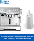 Replacement Water Filter For Breville Oracle Claro Swiss To Boost Your Home Brew Game On Barista Pro Barista Touch Bambino And Dual Boiler Espresso Machines Pack Of 3 Comparable To BES008WHT0NUC1 next to espresso machine