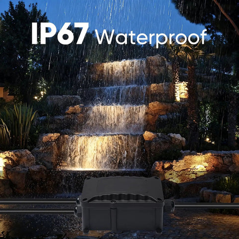 IP67 Outdoor Waterproof Junction Box With 1 In 2 Out Cable Glands Enclosure in outdoor rainy setting