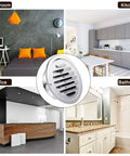 Collage of a 4 Inch Round Dryer Vent Covers Set Durable Stainless Steel Soffit Vents With Mesh Screen for various room types