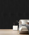 Fresh Groove Design Acoustic Wall Panels For Legit Sound Absorption And Echo Reduction Solid Noise Blocking, modern black textured finish in bedroom.