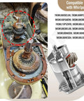 Close-up of exposed stand mixer gears and Heavy Duty Worm Gear Assembly Replacement For Whirlpool Maytag KitchenAid Mixers Not Traditional Plastic Gears Boss Grade Fit With 4162100 4169907 4162101 PS734273 EA734273.