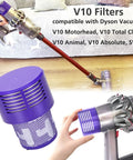 2 Pack Dyson V10 Replacement Filters With 1 Cleaning Brush For V10 Cyclone Series Absolute Animal Total Clean SV12 in use