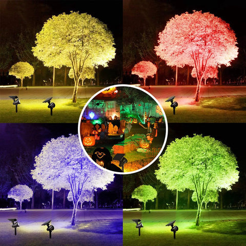 Solar Spotlight With Remote Control, 9 Color Auto Change Or Fixed Modes For Yard, Bright Tree Lighting, outdoor accent light