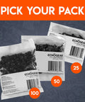 Rack Mount Screws 10 By 32 Steel With Attached Nylon Washers And Pilot Point Heads, 25, 50, and 100 Pack Options Displayed.