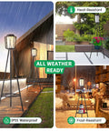 Metal Solar Floor Lamp With Plant Stand Outdoor Waterproof Lantern Lights For Patio Deck Yard Garden Porch 1 Pack Black Weatherproof Outdoor Lighting With Sturdy Tripod Dope Durable in various weather conditions