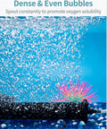16 Inch Air Stone Cylinder Diffuser creating dense bubbles in aquarium, enhancing oxygen solubility with vibrant underwater scene