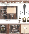 Top Tier Wooden Picture Frame For Wedding Unity Ceremony With Sweet Retro Love Locks And Keys Fits 4X6 Photos size and detail image.