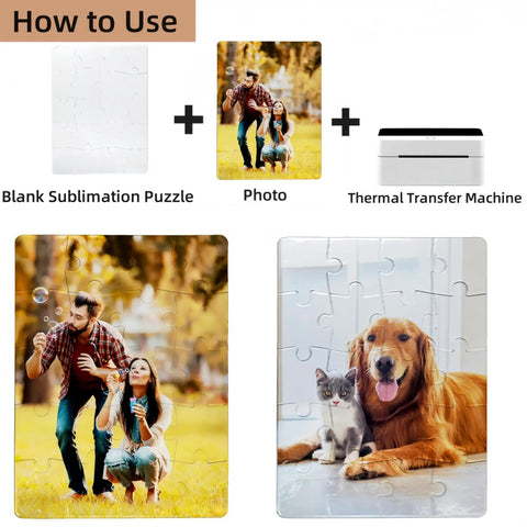 How to use Blank Sublimation Puzzle Kit 24 Sets A5 Size 20 Pieces Jigsaw Puzzles for Heat Press Transfers with photo examples