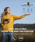 Person holding remote and drone with Foldable Height Extended Landing Gear For Flip Drone Accessories A Tough Kickstand visible in air