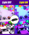 60W Black Light Bar With Remote 72 LED Flood UV Light 3 Light Modes Fade Flash Strobe Timer Adjustable Brightness Lights Up 1000 Sq Ft for Neon Parties Halloween Fluorescent Displays Christmas 3 Pack lighting up party room with decorations