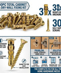 6x14mm Door Hinge Repair Screws Kit For Wobbly Cabinets And Sagging Doors With Expansion Anchors, 60-piece set