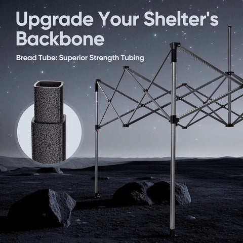 Heavy Duty 10x20 Pop Up Canopy Tent frame with bread tube feature for commercial grade instant shelter.