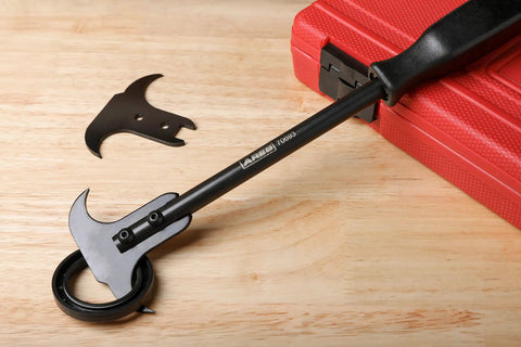 Dual Hook Tip Seal Puller Set With Heavy Duty Chrome Moly Blades for Ripping Out Stubborn Oil and Grease Seals, with tool and case.