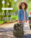 Child with Kids Rolling Luggage With Wheels, Toddler Carry On Suitcase For Travel, Lightweight Durable Luggage For Kids outdoors