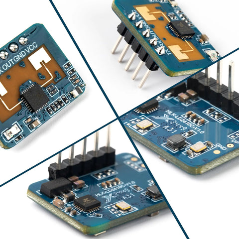 LD2410C Human Presence Radar Sensor Module 24GHz Millimeter Wave FMCW Technology Non Contact Detection With Serial Port IO Level Output HLK LD2410 Compatible Next Level High Sensitivity For Smart Home Security, blue PCB with pins