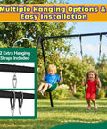 Heavy Duty Kids Swing Seat With 79 Inch Adjustable Rope And 330 Lbs Capacity, Includes 2 Carabiners And 2 Extra Hanging Straps