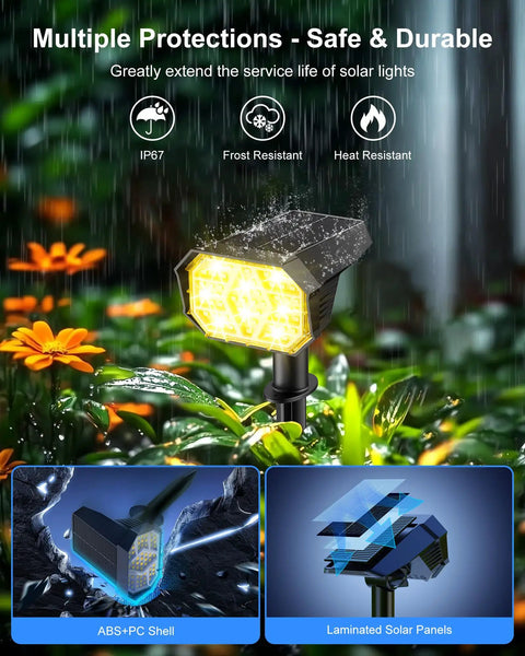 Solar Pathway Lights 2 Pack 38.5 Inch Shepherd Hook Lanterns Waterproof Outdoor Lamps for Garden Path Yard with Rain Protection